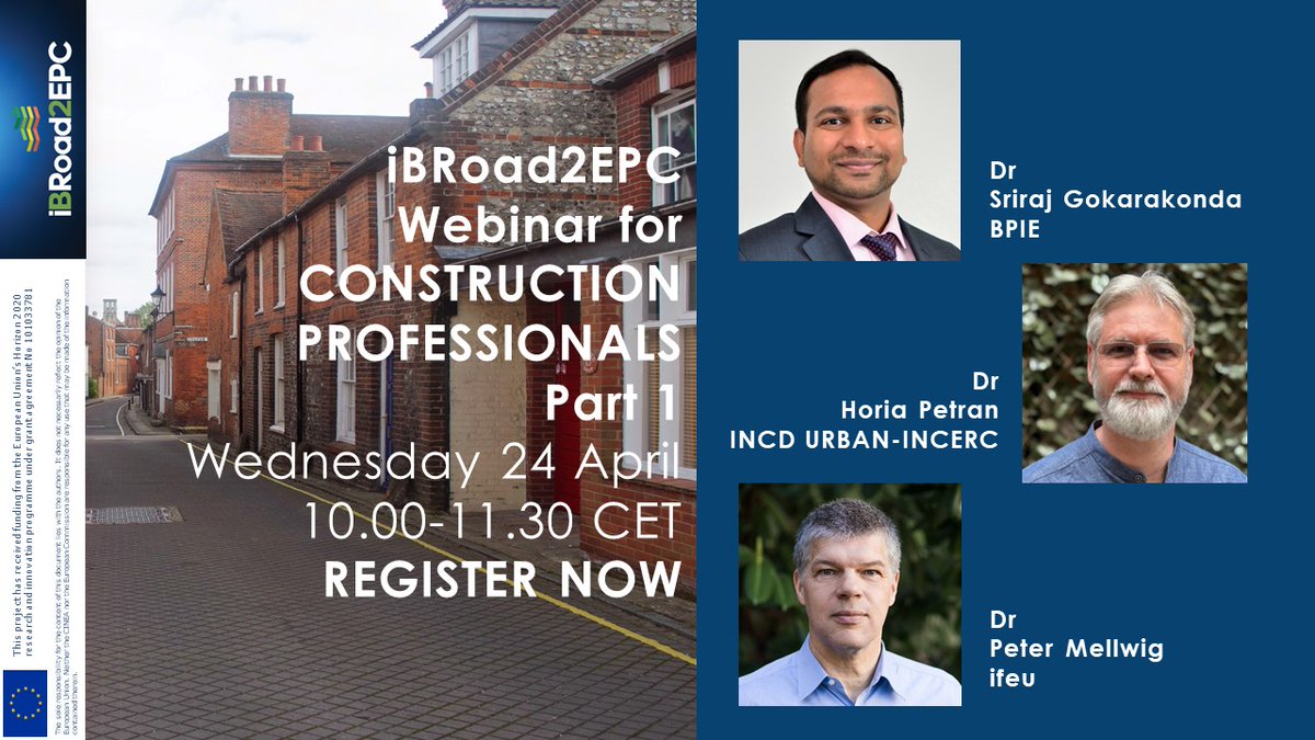iBRoad2EPC (follow-up to iBRoad project) (@h2020ibroad2epc) on Twitter photo Are you a #construction #professional? Learn how to implement #deeprenovation to boost Europe’s #buildings #decarbonisation.
Part I. 24 April 2024 us06web.zoom.us/webinar/regist…
Part II. 25 April 2024 us06web.zoom.us/webinar/regist… Are you a #construction #professional? Learn how to implement #deeprenovation to boost Europe’s #buildings #decarbonisation.
Part I. 24 April 2024 us06web.zoom.us/webinar/regist…
Part II. 25 April 2024 us06web.zoom.us/webinar/regist…