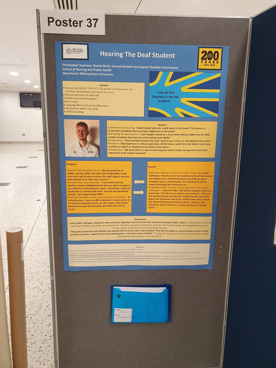 And it begins! If you're at the @theRCN Education conference today, come and visit Poster 37! Rachel Birch and I are presenting our poster 'Hearing the deaf student' later this afternoon. @RCNEdForum #RCNED24