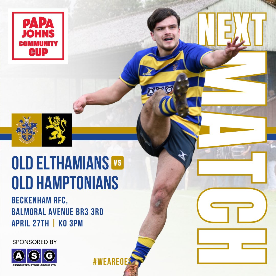 🔷 NEXT UP 🔶

#WeAreOEs  #elthamiansrfc #upforthecup