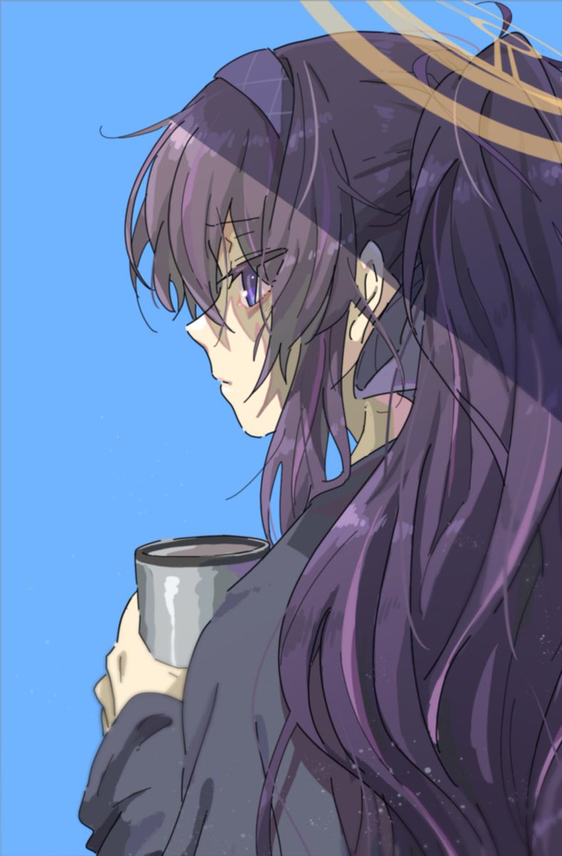 ui (blue archive) 1girl solo long hair looking at viewer simple background black hair long sleeves  illustration images