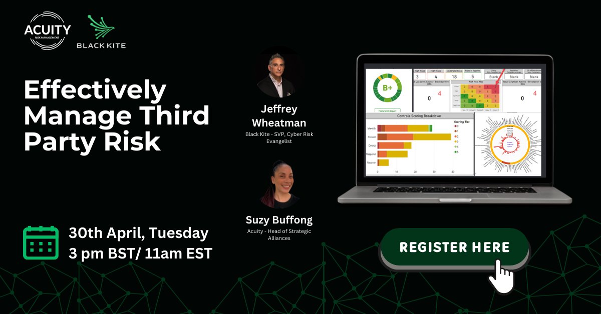 acuityrm's tweet photo. Are you concerned about the risks associated with relying on third parties for data storage and contracting? 🛡️
‼️Don't miss our upcoming webinar, "Effectively Manage Third Party Risk,"
🔗Secure your spot - https://t.co/xJdueEEDe7
#AcuityRM #RiskManagement #Webinar https://t.co/HI0Cs5Rcp5