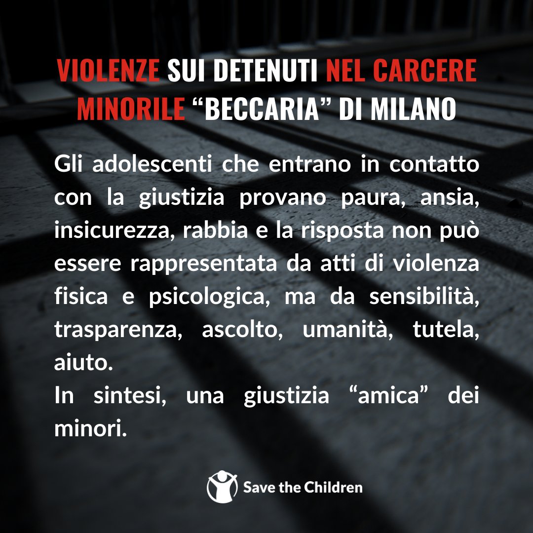 Terribile quanto sta emergendo sulle violenze nel carcere minorile #beccaria di Milano, occorre fare al più presto chiarezza. Ragazzi e ragazze che hanno commesso un reato non possono subire violenze, serve una giustizia “amica” dei minori.
