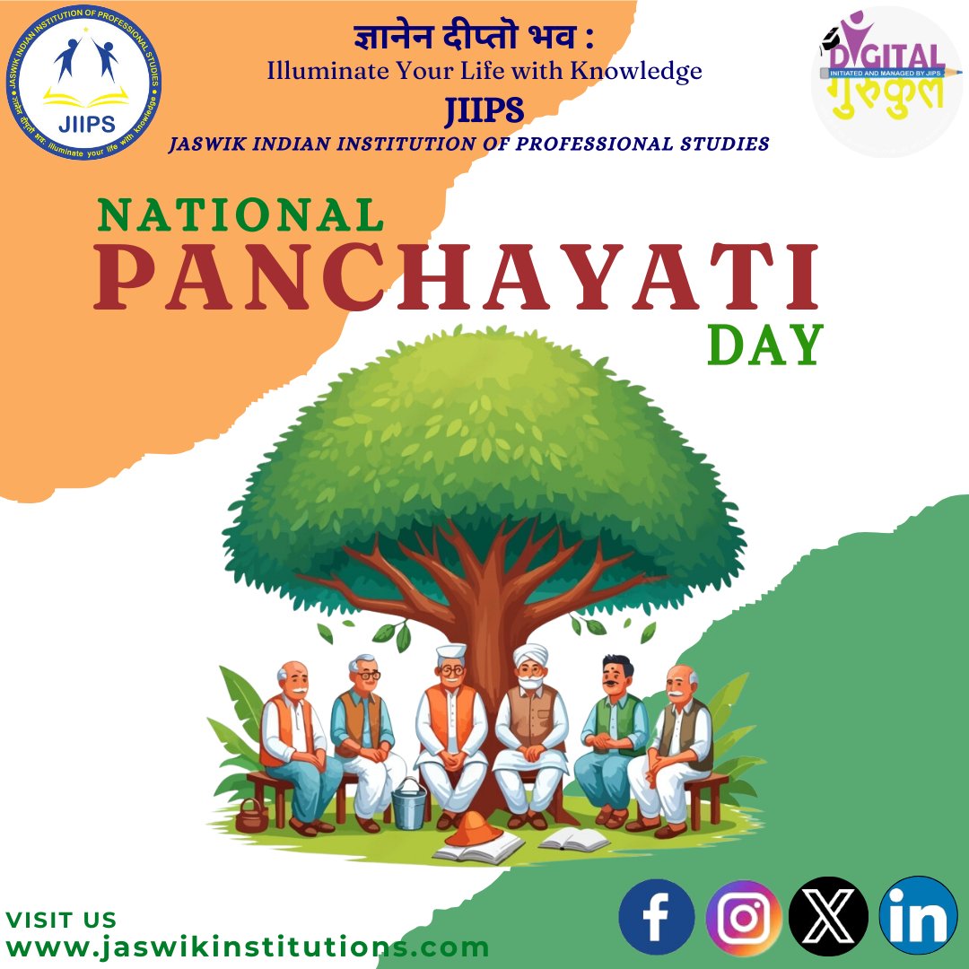 India celebrates National Panchayati Raj Day on April 24th, marking the decentralization of power to local village governments. #jaswikindianinstitutionsofprofessionalstudies #NationalPanchayatiRajDay #LocalGovernance #PanchayatiRaj #GrassrootsEmpowerment #RuralDevelopment