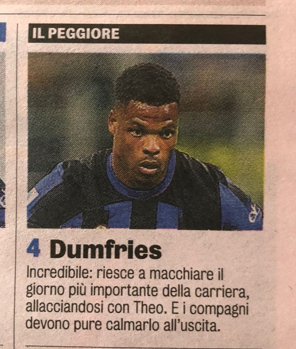 Stampare questa pagella di #Dumfries significa non capire niente, della vita e poi del calcio #MilanInter