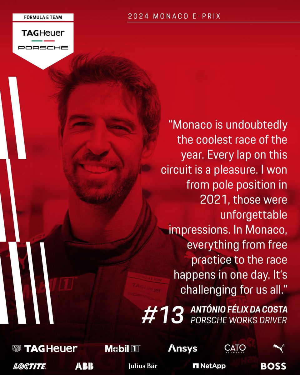PorscheFormulaE's tweet photo. António Félix da Costa knows how to do well at the #MonacoEPrix. Will we see a next #DACAttack episode this Saturday? 🤨
#PorscheFormulaE #Raceborn https://t.co/fNOzUX6P1K