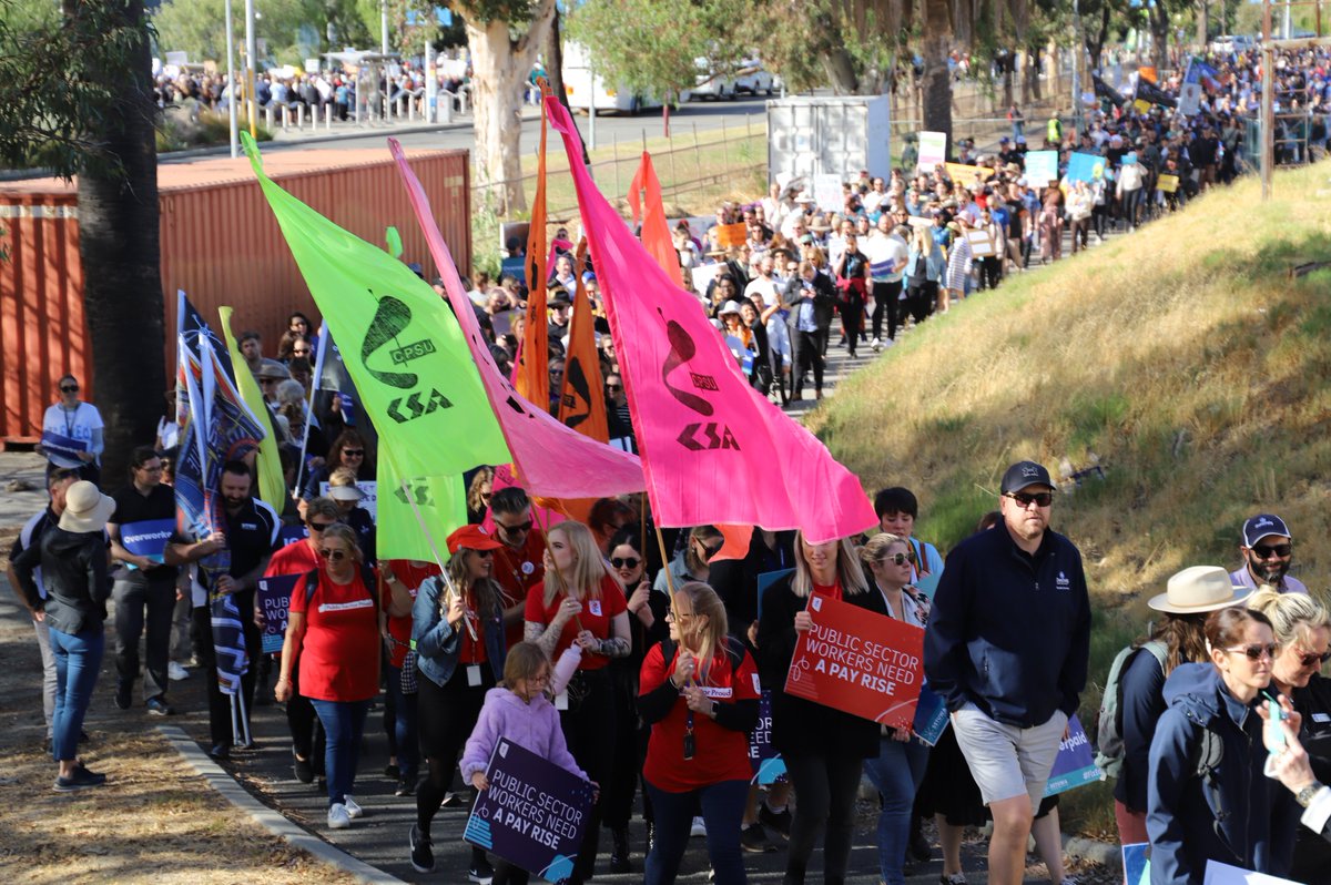 Today, CPSU/CSA proudly marched alongside 8,000 teachers, principals, and Public Sector Alliance union members to support the SSTUWA member strike action for better pay and conditions. ✊Our unity is our strength! 💪#FixEd #PublicSectorAlliance