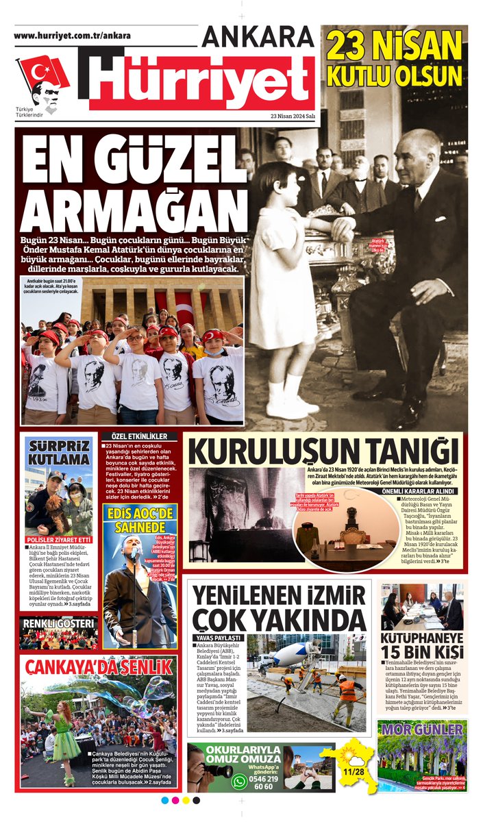 23 Nisan Ulusal Egemenlik ve Çocuk Bayramı kutlu olsun... @Hurriyet @handefrt @EDogruyusever