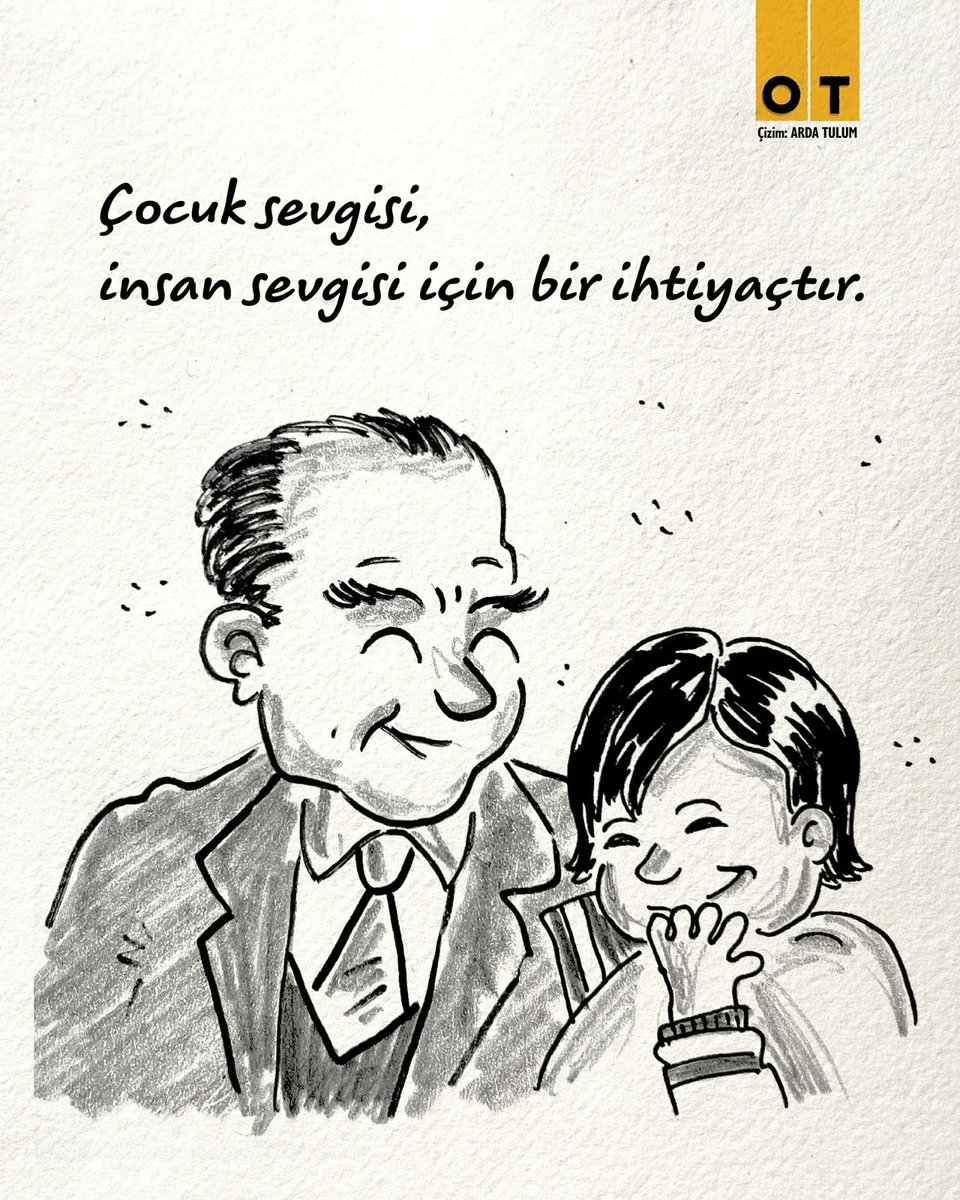 Çocuk sevgisi, insan sevgisi için bir ihtiyaçtır.

Erkek ve kız çocuklarımızın, aynı şekilde öğrenim görebilmesi mühimdir.

Küçük hanımlar küçük beyler! Memleketi asıl aydınlığa boğacak sizsiniz. #MustafaKemalAtatürk

#23NisanUlusalEgemenlikVeÇocukBayramı kutlu olsun 🧡 #OTdergi