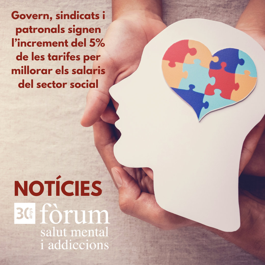 El divendres, el dep. de Drets Socials, les patronals i els sindicats majoritaris del sector dels serveis socials a Catalunya varen signar l'increment d'un 5% les tarifes per tal de millorar les condicions laborals dels i les professionals del sector.

forumsalutmental.org/ca/noticies/21…