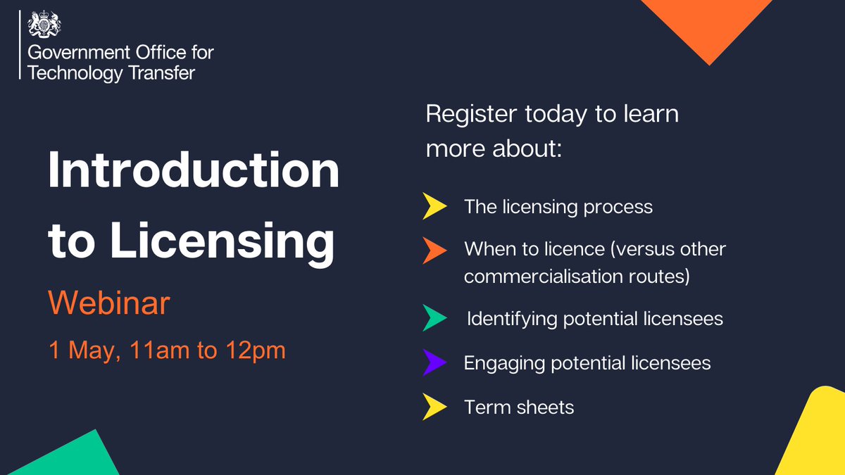 Do you work in the public sector and want to learn about how licensing could help bring your Knowledge Asset to Market?🤔

Register today for our Introduction to Licensing webinar delivered by <a href="/oxentia/">Oxentia</a>  👉ow.ly/IKbG50RlUPi