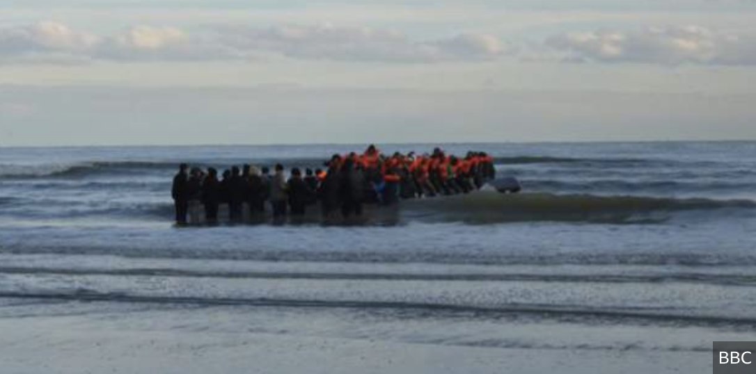 I've been reporting small boats for a while but never seen it for myself. Today we reported live as 40 people cram onto a boat already loaded with 30 and attempt to set off with a tiny outboard motor from a beach near Calais. A French military vessel blocked its way to the UK