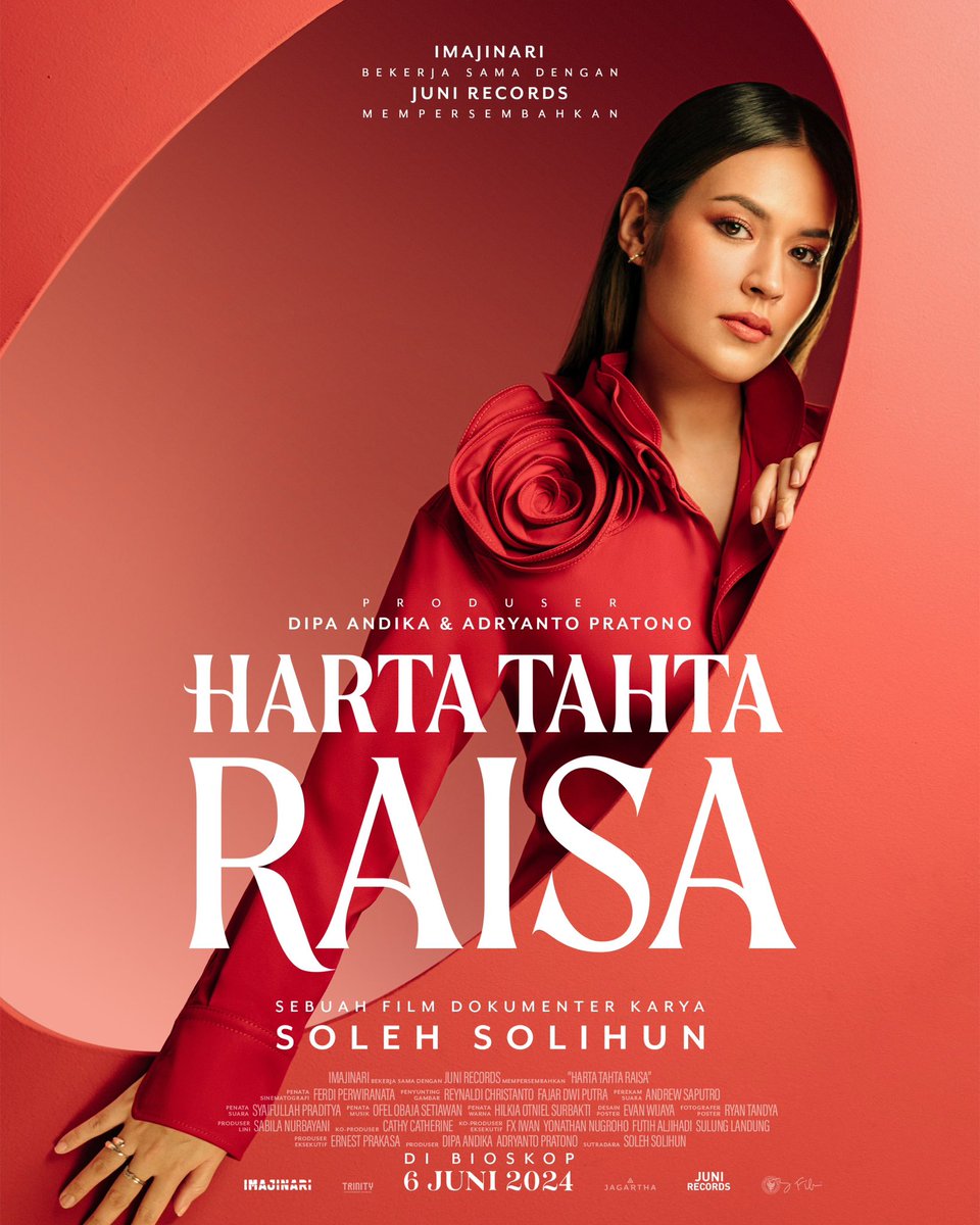 OFFICIAL POSTER HARTA TAHTA RAISA @Imajinari.id bekerja sama dengan @juni_records mempersembahkan film dokumenter karya @solehsolihun. Diproduseri oleh Dipa Andika @dipaaa dan Adryanto Pratono @miobyrda. Harta Tahta Raisa, tayang mulai 6 Juni 2024 di bioskop. #HartaTahtaRaisa