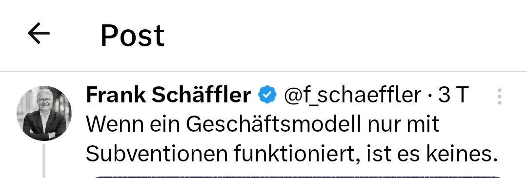 @f_schaeffler @faznet Wenn Profite Öl+ Gaskonzernen einen Cent runtergehen, kommen #FDP-Lobby-Blitzbirnen Ihresgleichen, fordern Subventionen und proklamieren den Untergang Deutschlands.

Wenn Zukunftstechnologien ins Ausland abwandern kommen von den gleichen Leute nur Nonsens-Kommentare.

#FDPkannweg