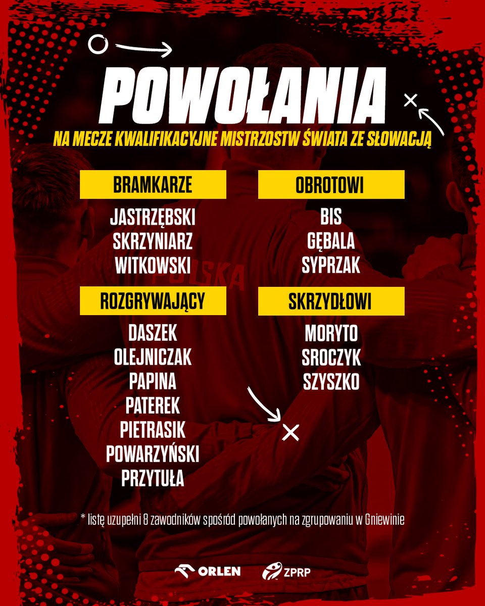 📋 Lista powołanych zawodników na mecze reprezentacji Polski ze Słowacją w ramach kwalifikacji na Mistrzostwa Świata 2025! 🇵🇱 -------- Dołączajcie do naszego kanału WhatsApp ➡️ tiny.pl/dx7wt