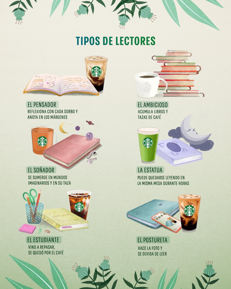 Si de algo sabemos, además de café, es identificar a un lector. ¿Cuál eres tú? 👇🏼 ¡Celebra el #DiaDelLibro con Starbucks y recibe un marcapáginas con cualquier pedido! 📚💚