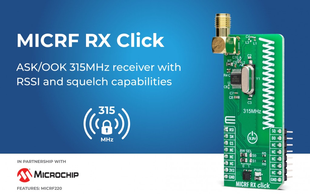 Long-range MICRF220-based 315MHz ASK/OOK RF receiver Click board™ is in the shop. Check it out! @MicrochipTech @MicrochipMakes mikroe.com/blog/micrf-rx-…