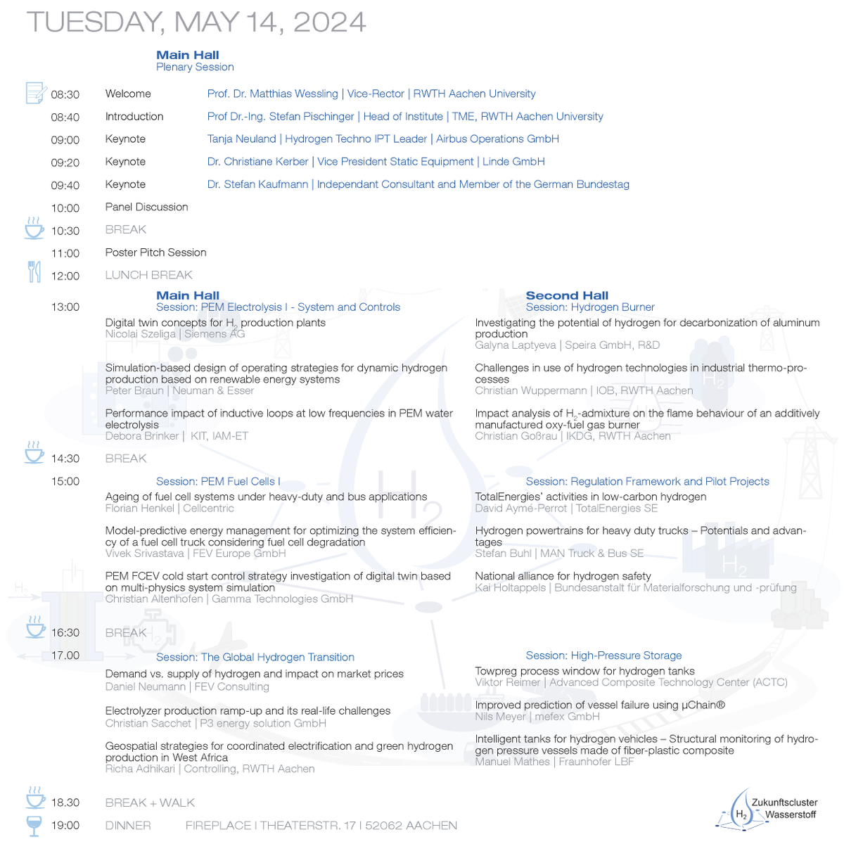 ZWasserstoff's tweet photo. In 3 weeks it's time - our #AachenHydrogenColloquium enters its 3rd round. 🎉Join us from May 14 - 15, 2024 and learn more about the future of hydrogen. Register here: https://t.co/OXXek1RcFt #AHC2024 #Hydrogen #Zukunftscluster #wasserstoff #clusters4future https://t.co/MgACP3eAD9