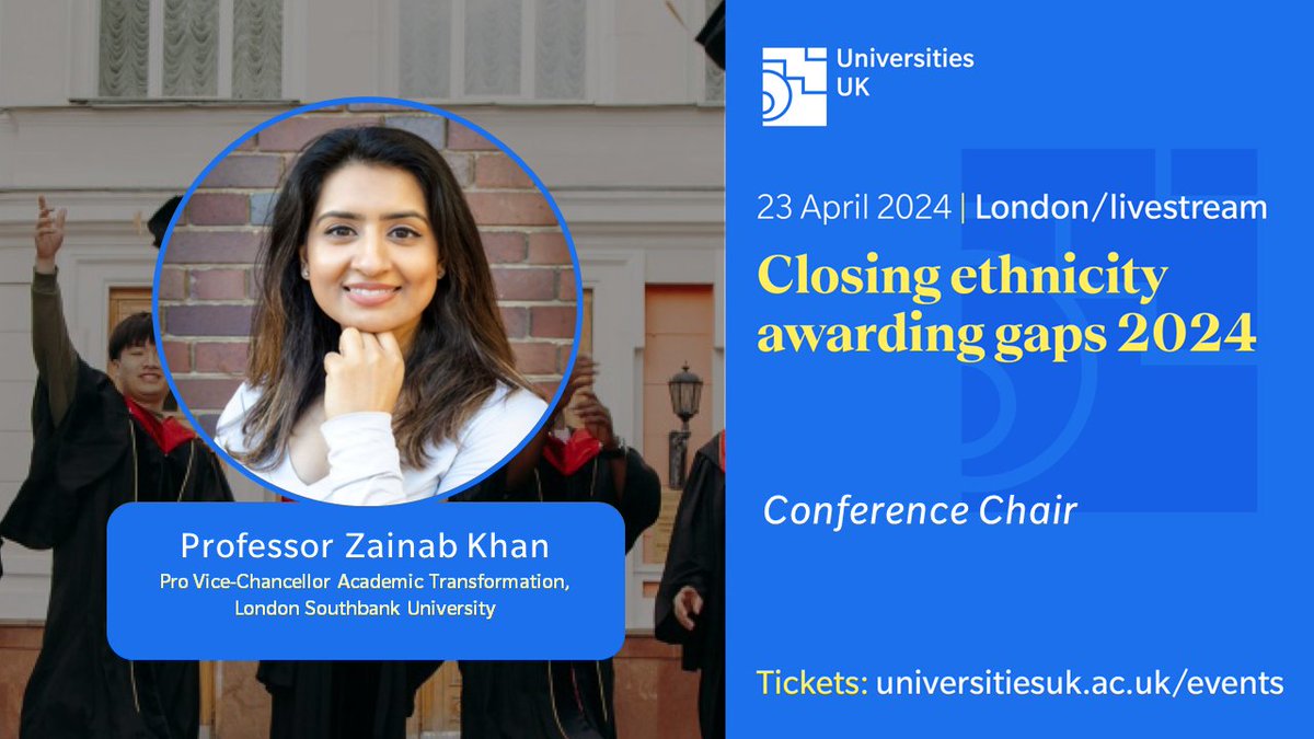 ☀️Our Closing ethnicity awarding gaps 2024 #conference is starting soon!

🎓Professor Zainab Khan, Pro Vice-Chancellor Academic Transformation, London Southbank University (@LSBU), will set the scene for an insightful day of plenary sessions!

#ClosingTheGap #HigherEducation
