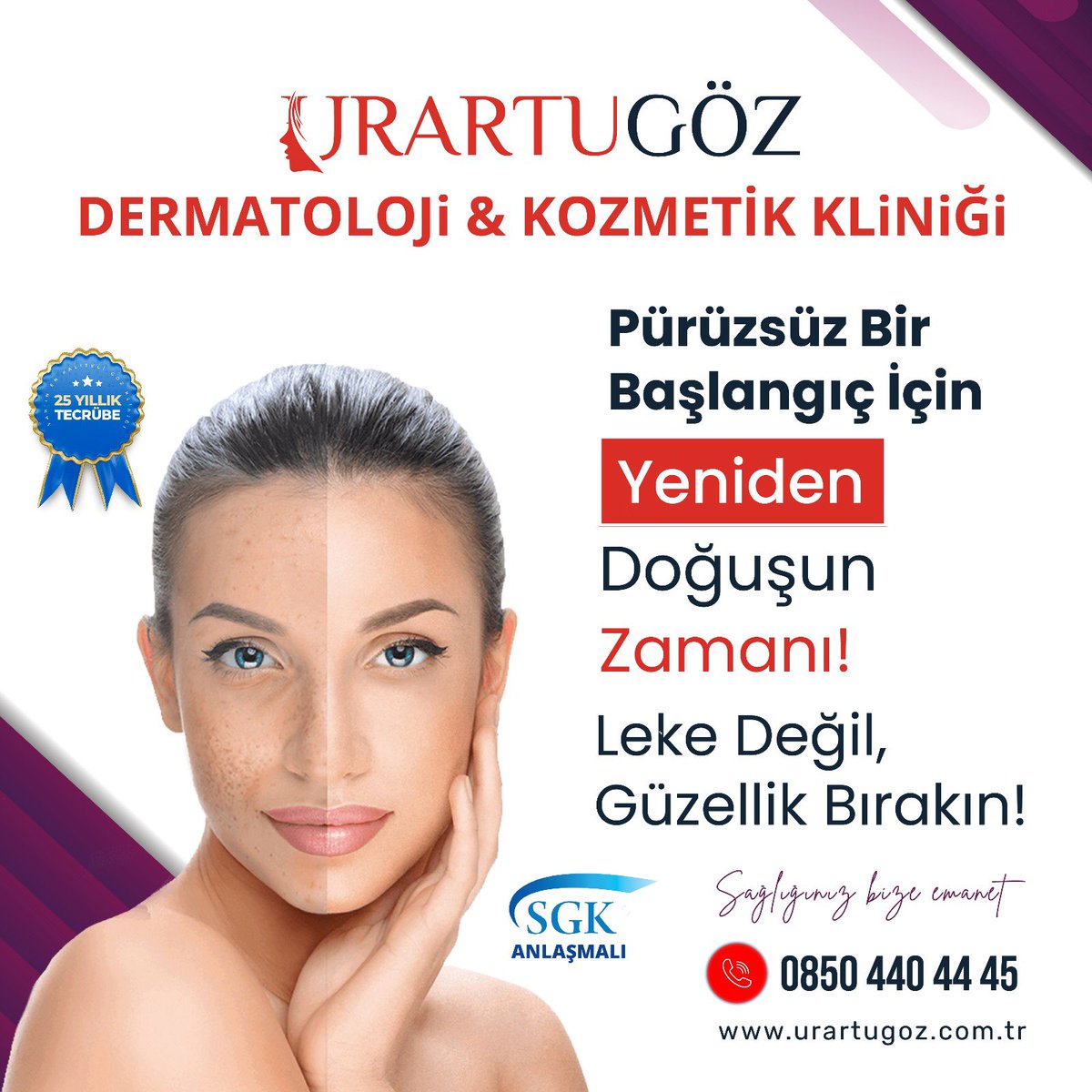 ✨ Pürüzsüz Bir Başlangıç İçin Yeniden Doğuşun Zamanı! ✨ 🌺 Leke Değil, Güzellik Bırakın! 🔹 Kişiye özel leke tedavi planları 🔹 En son teknoloji ile güvenli ve etkili çözümler 🔹 Rahat ve huzurlu bir klinik deneyimi 📞 0(850) 440 44 45 🌐 urartugoz.com.tr