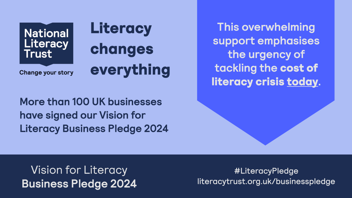 There’s a cost of literacy crisis gripping our nation. Today, more than 100 businesses (with support from @kpmguk) have signed our #LiteracyPledge to tackle falling literacy levels and improve the life chances of young people. Find out more: literacytrust.org.uk/policy-and-cam…