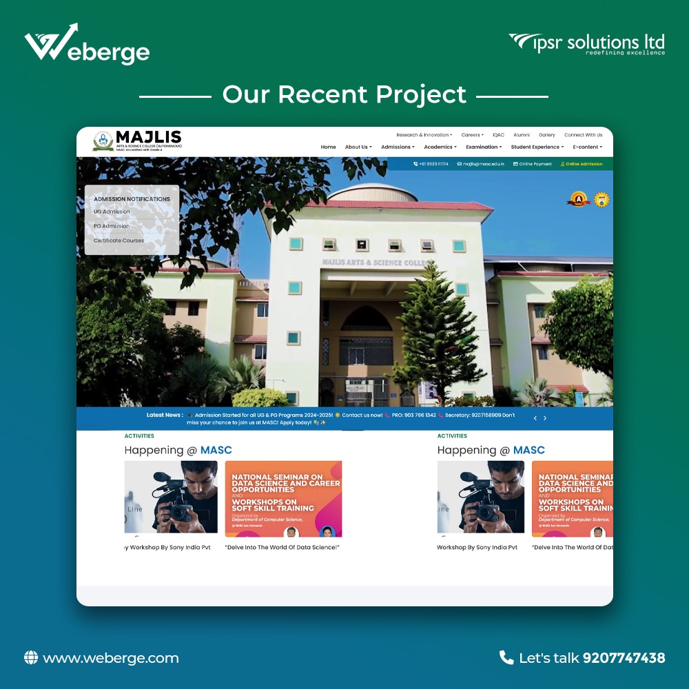 WebergeIndia's tweet photo. Set sail into the digital realm with #Majlis Arts &amp; Science College (#Autonomous)!

 supportive and inclusive environment for its students.Situated in a lush green campus,Arts &amp;  Science College offers education to over 3000 students in 17 undergraduate and seven pg 

#weberge https://t.co/9eXO0JUvN0
