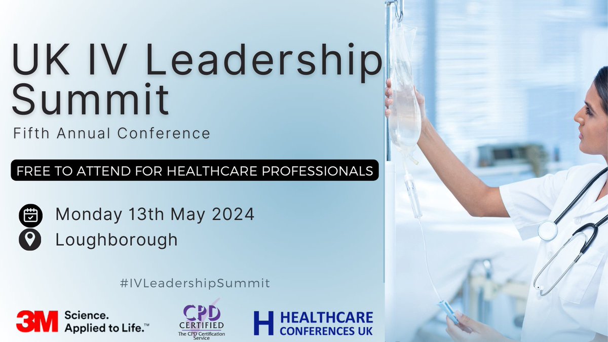 HCUK_Clare's tweet photo. Join us for a day of educational excellence, networking, and sharing best practices in Vascular Access &amp; IV Therapy.  #IVLeadershipSummit #IVLeadership

🆓 Free for Healthcare Professionals
🔗Register now:  https://t.co/ccSTPrlzkW

 #IVLeadershipSummit @3M @IV_Nurse https://t.co/KmHmYyub8R