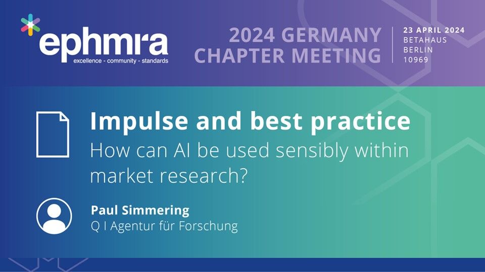 Introducing our first session of the day: Impulse and best practice: How can AI be used sensibly within market research? This paper will be presented by Paul Simmering - Q I Agentur für Forschung <a href="/Q_InsightAgency/">Q Agentur</a>