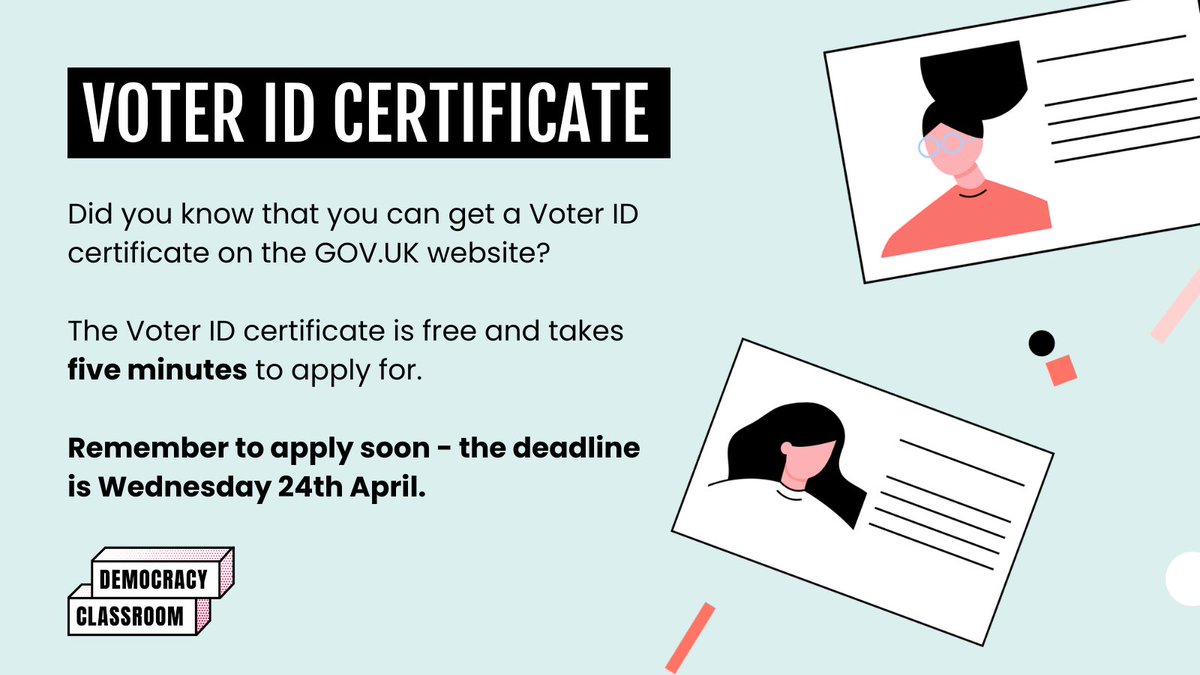 You must bring photo ID to be able to vote in the #LocalElections2024🗳️🪪 There’s not long left to apply for a free @GOVUK #VoterID certificate! 👉 Get yours via today: gov.uk/apply-for-phot…