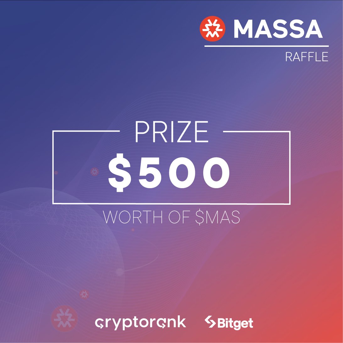 Massa (@massachain) on Twitter photo 🎟️ RAFFLE | $500 WORTH OF $MAS!
Enter the raffle for a chance to win a share of $500 worth of $MAS!
cryptorank.io/earn/quests/ma…
💁🏻 How to participate in the Raffle?
- Purchase a lottery ticket worth 25 🚀 spaceships (you can earn it on <a href="/CryptoRank_io/">CryptoRank.io</a> - cryptorank.io/earn);
- 🎟️ RAFFLE | $500 WORTH OF $MAS!
Enter the raffle for a chance to win a share of $500 worth of $MAS!
cryptorank.io/earn/quests/ma…
💁🏻 How to participate in the Raffle?
- Purchase a lottery ticket worth 25 🚀 spaceships (you can earn it on <a href="/CryptoRank_io/">CryptoRank.io</a> - cryptorank.io/earn);
-