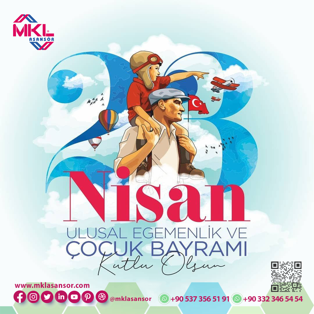❤️MKL Asansör olarak tüm dünya çocukları ile birlikte yarınlarımızın umudu evlatlarımızın 23 Nisan Ulusal Egemenlik ve Çocuk Bayramı'nı kutluyor, sağlık, başarı ve mutluluklar diliyoruz.❤️💜💛💙💚

#23nisan #23NisanKutluOlsun 🇹🇷
#ataturk #bugün23nisan #tbmm102yaşında #kutluolsun