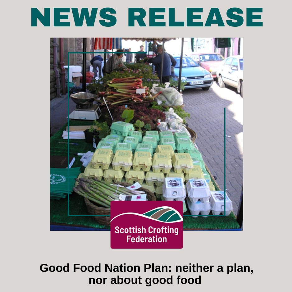SCF is extremely disappointed about the Scottish government’s Good Food Nation Plan which happens to be neither a plan, nor about food, let alone good food. Read full story here - crofting.org/good-food-nati…