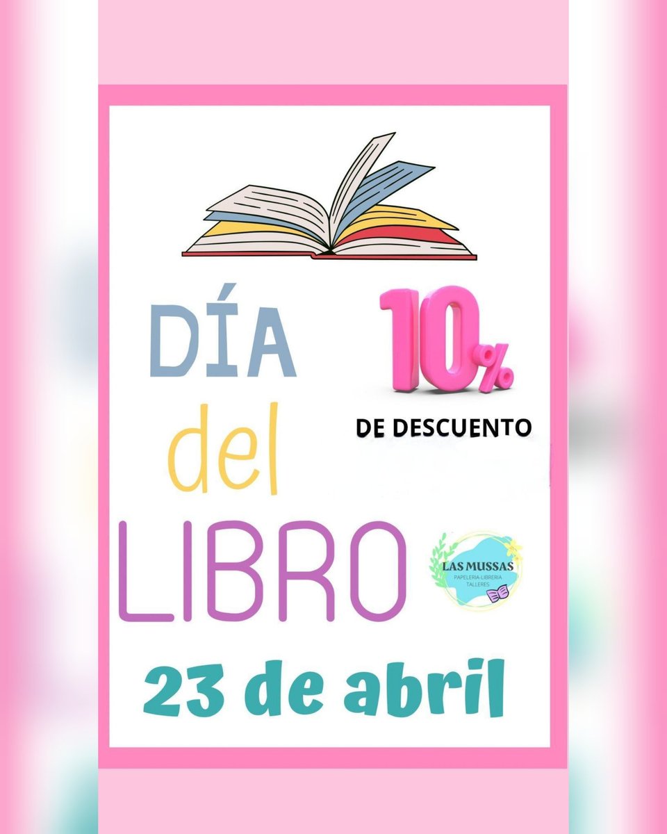 Feliz día del Libro 📖📚

Y que mejor manera que celebrarlo que en nuestra librería de referencia @las_mussas_ 
Y en el día de hoy para celebrarlo, con un 10% de descuento. Date prisa y regala una historia.
#diadellibro2024📚❣️ #libreríalasmusas #lasmusas #mostoles #regalaunlibro