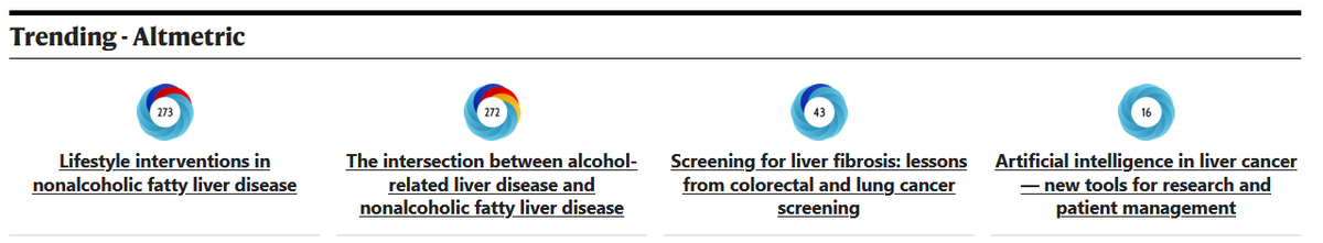 #TrendingNow 

*REVIEW Lifestyle interventions in NAFLD nature.com/articles/s4157…
*REVIEW ALD and NAFLD nature.com/articles/s4157…
*PERSPECTIVE Screening for liver fibrosis nature.com/articles/s4157…
*PERSPECTIVE AI in liver cancer nature.com/articles/s4157…