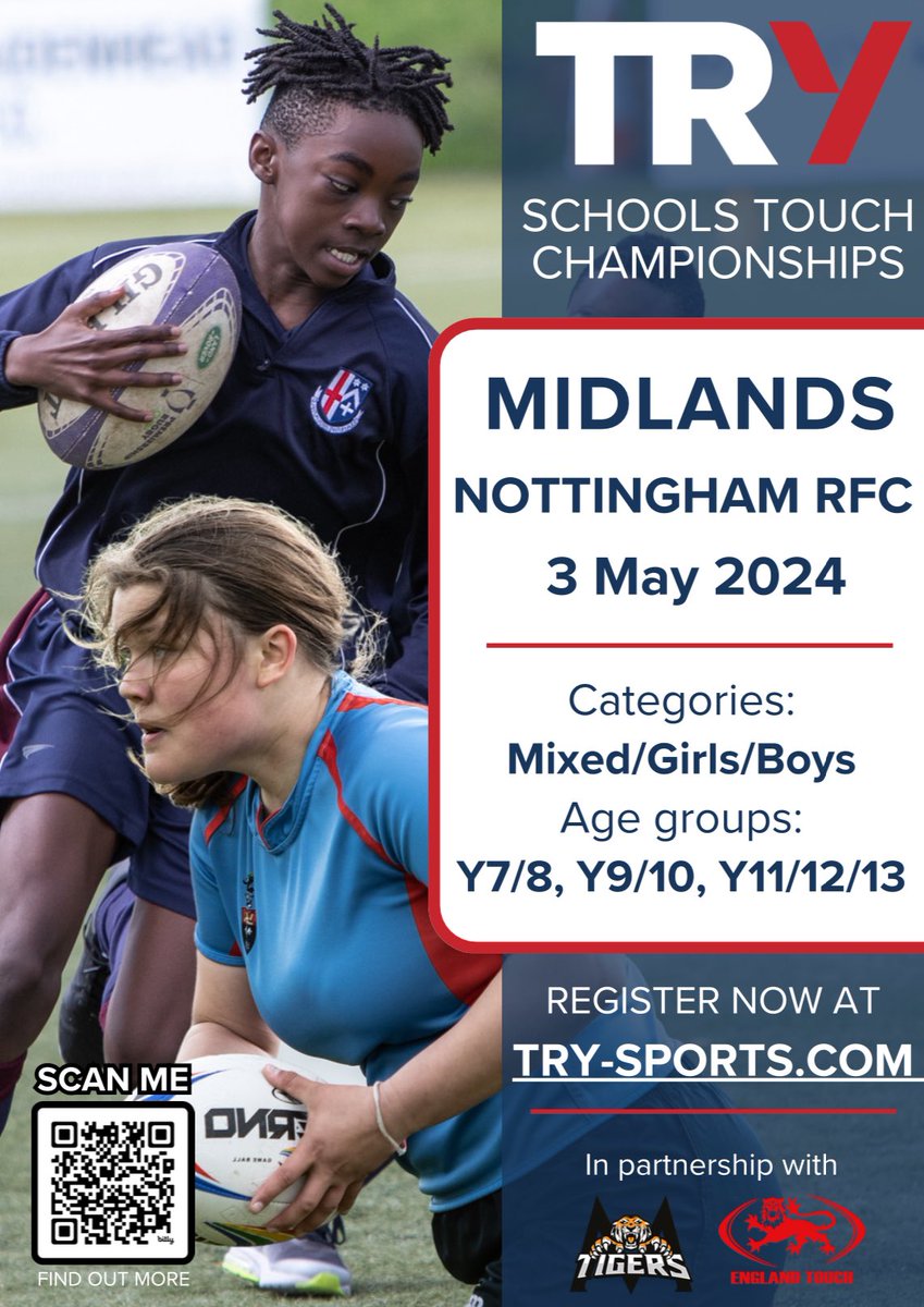 𝐌𝐢𝐝𝐥𝐚𝐧𝐝𝐬 𝐒𝐜𝐡𝐨𝐨𝐥𝐬 𝐓𝐨𝐮𝐜𝐡 𝐂𝐡𝐚𝐦𝐩𝐢𝐨𝐧𝐬𝐡𝐢𝐩𝐬!🏉 Whether your school is new to touch rugby or returning to the tournament, this is the perfect event for students of all abilities! Want to learn more? Click on the link below! 👇 try-sports.com/events/midland…