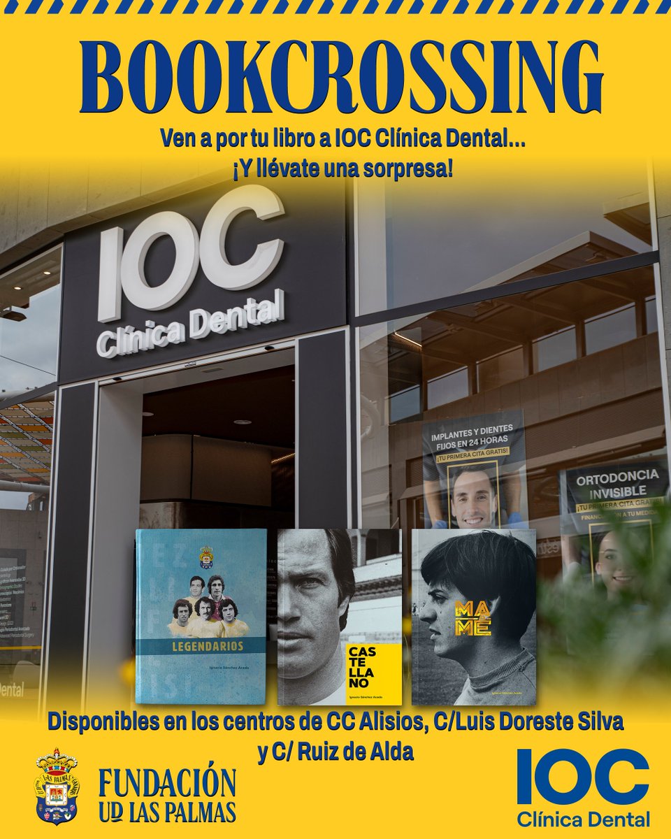 ¡Celebramos el #DíaDelLibro junto a @clinicasioc! A partir de este momento, los tres primeros aficionados que se acerquen a cada uno de los centros de IOC situados en CC Alisios, C/Ruiz de Alda y C/Luis Doreste Silva, y muestren este post, se llevarán gratis un ejemplar del