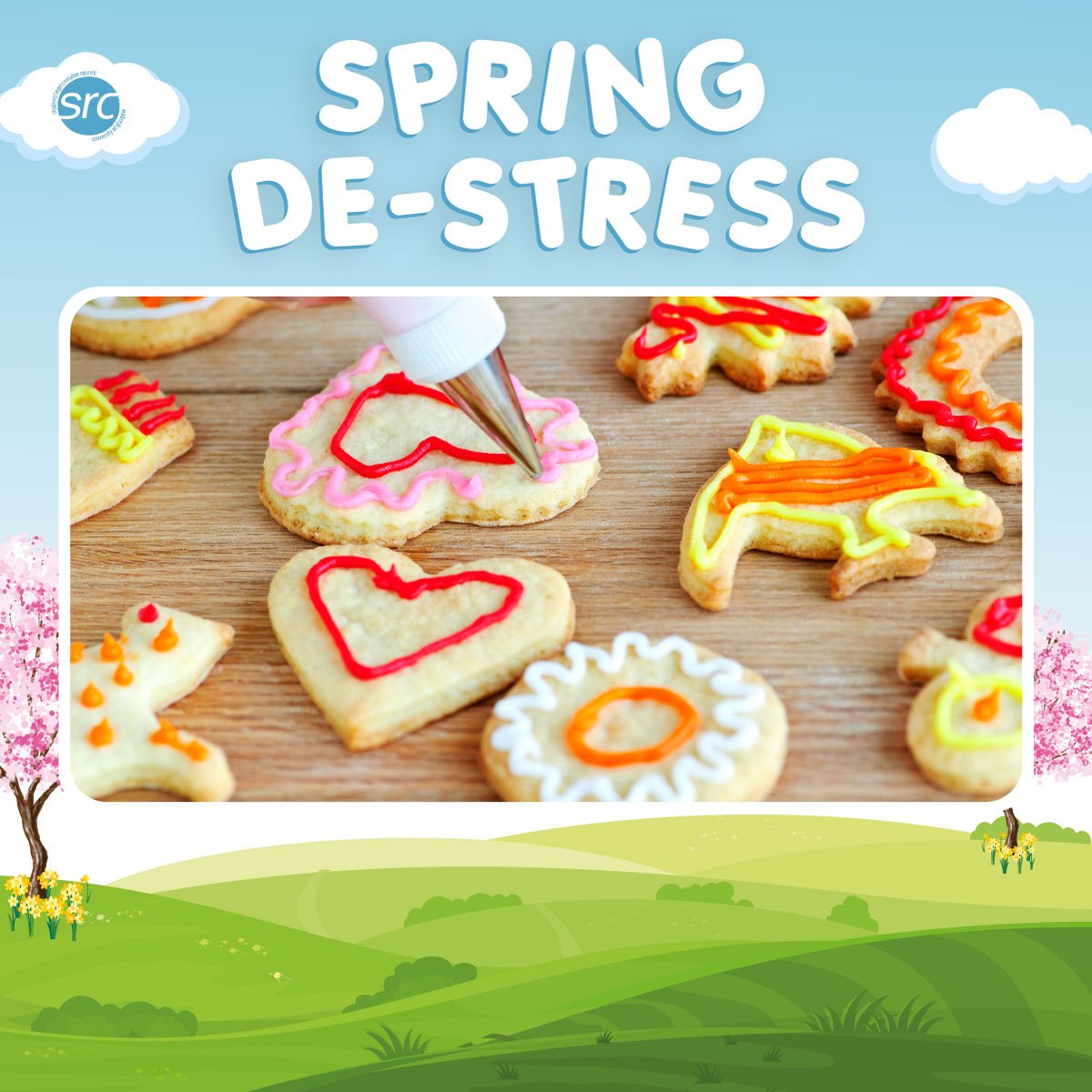 🌸 Week 1 of Exam De-stress @UofGlasgow is here, and we've got a lot happening! 🍪 Tuesday: Cookie decorating at the Williams Room, SRC, 12-2pm. Design your own delicious treats! First come, first serve. 1/3 #ExamDestress