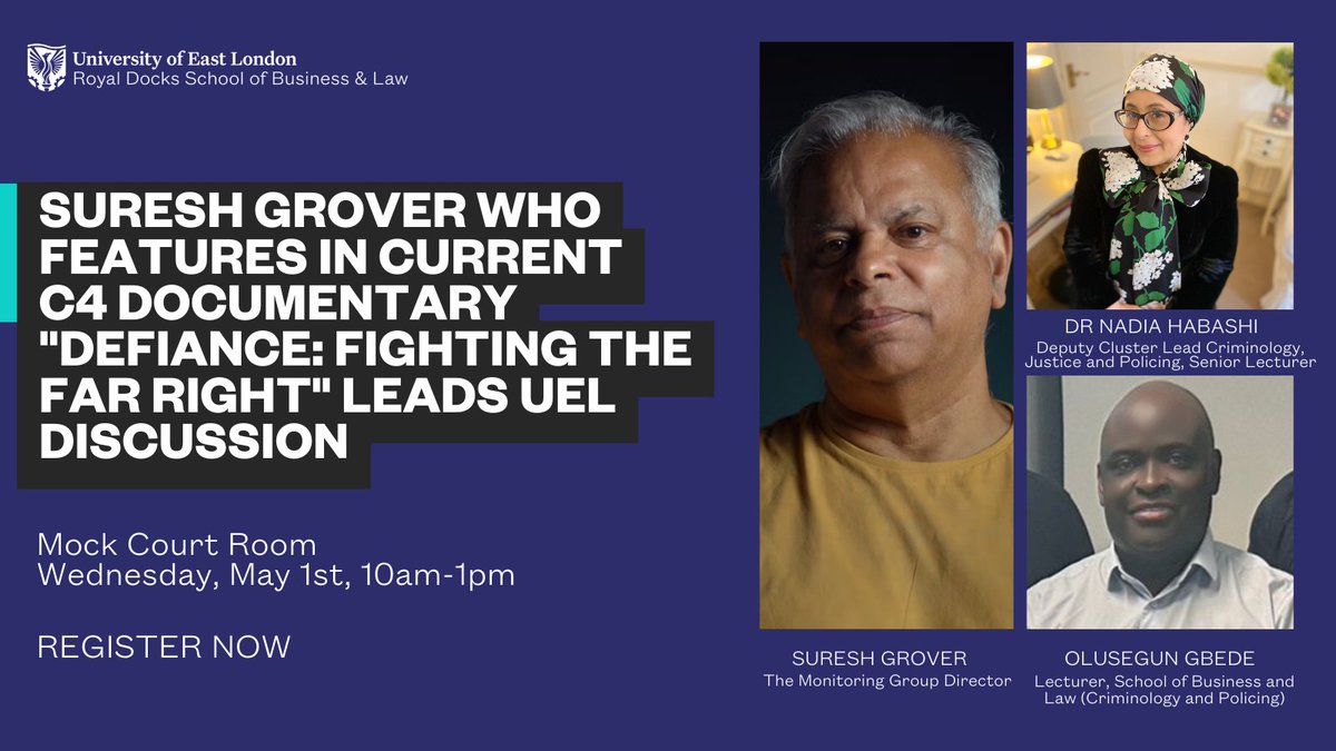 Join us for an enlightening discussion with special guest Suresh Grover, featured in Channel 4's 'Defiance: Fighting the Far Right.' 🎥 👉 Registration is open for staff and students only: bit.ly/4cYMIgL #RDSBLEvents