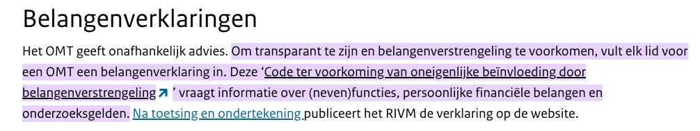 @rivm waar kan ik de belangenverklaring van de OMT-leden vinden op jullie site?