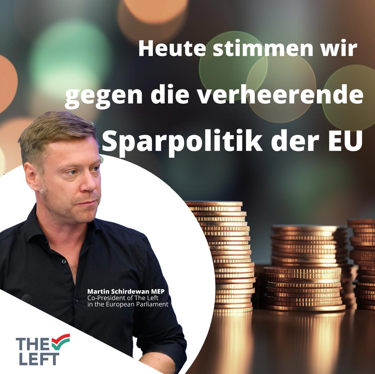 Die Linke @Left_EU wird heute im #EPlenary gegen die verheerende Sparpolitik stimmen, da sie gleichzeitig eine Investitionsbremse ist. Wir wollen nicht, dass der Putz in den Schulen von den Wänden bröckelt, sondern die Wände neu verputzen. #Schuldenbremse