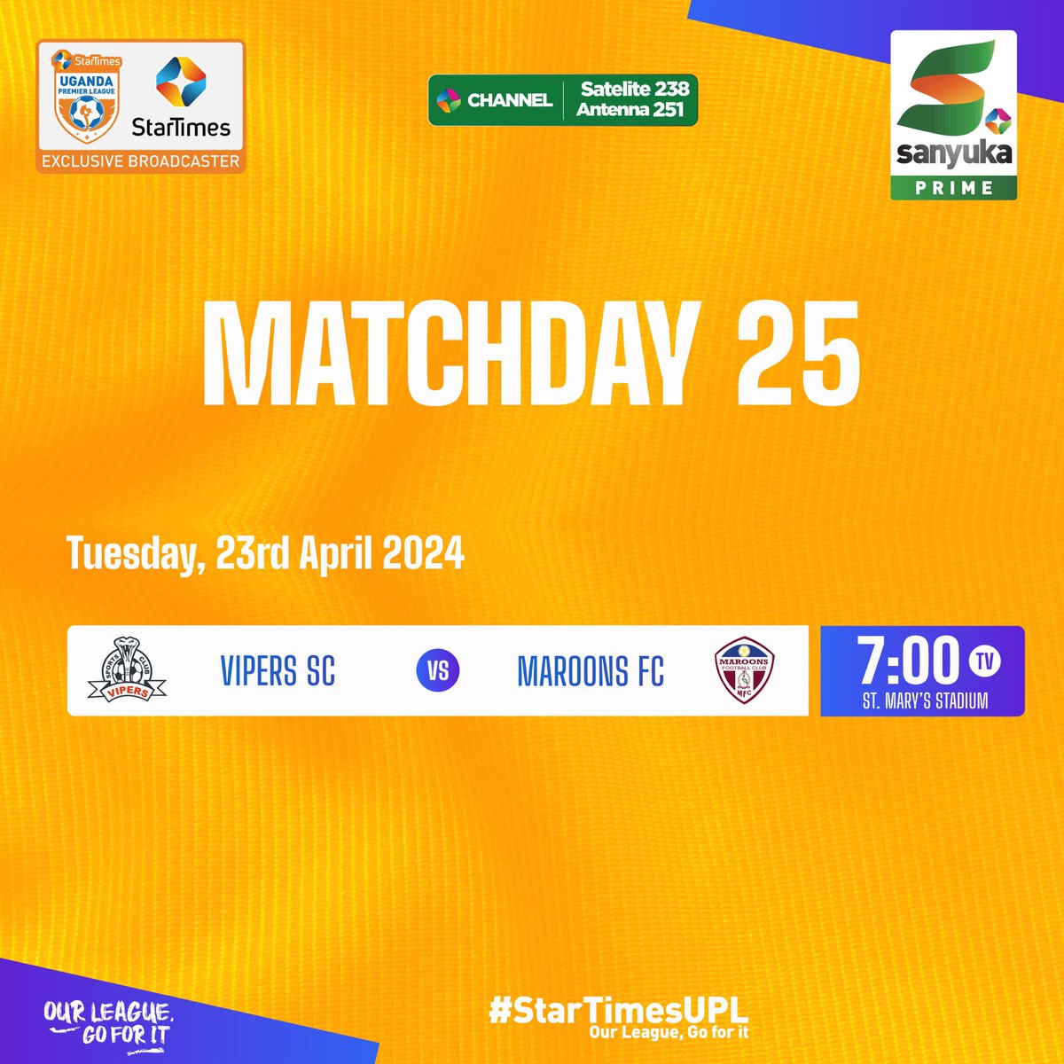 Who will emerge victorious? 𝑪𝒂𝒕𝒄𝒉 𝒕𝒉𝒆 𝒈𝒂𝒎𝒆 𝒍𝒊𝒗𝒆 𝒐𝒏 𝑺𝒂𝒏𝒚𝒖𝒌𝒂 𝑷𝒓𝒊𝒎𝒆 #VIPMAR #StarTimesUPL