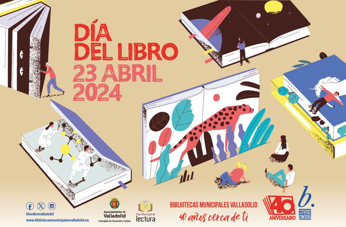 📖 Hoy es el #DíaDelLibro 21 librerías de la ciudad te esperan en la Plaza de España con descuentos especiales de la mano de @librerosVLL. ⏰ Hasta las 21 h. Este año además celebramos el 40 aniversario de la @redbmvalladolid. ➕ Info 🔗 tinyurl.com/bepsm3f5