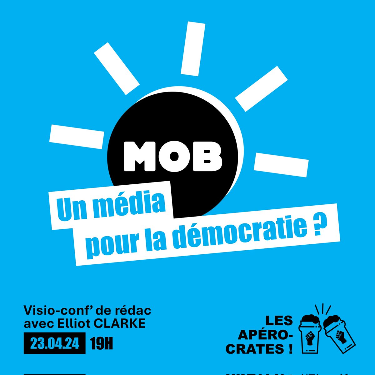 📢 Ce soir à 19h, il y a '#CoConf de rédac' avec le fondateur d'un nouveau #média audiovisuel grand public sur le #RenouveauDémocratique chez #LesApérocrates. Vous venez ? Infos pratiques et pistes de contenus/sujets à dérouler ⤵️