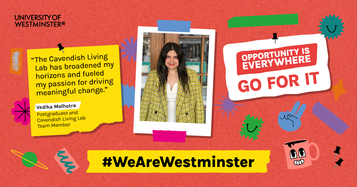 UniWestminster's tweet image. The Cavendish Living Lab is just one of the many initiatives we have at Westminster that help bring us closer to a more sustainable future for all 🌍 

Find out more about Sustainable Development at Westminster: bit.ly/41KFwOV #WeAreWestminster #GoForIt #Sustainability