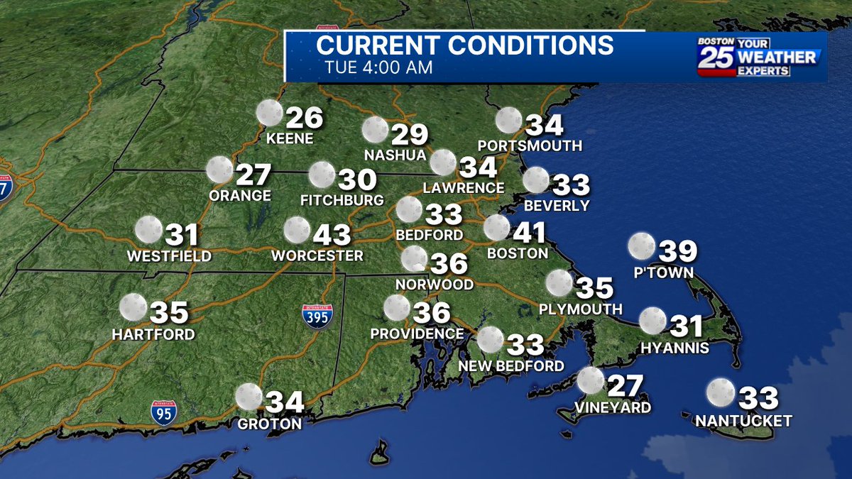 A frost advisory is in effect through 7am for southeastern MA (where growing season has begun), temperatures are in the mid to lower 30s early today. Bundle up!