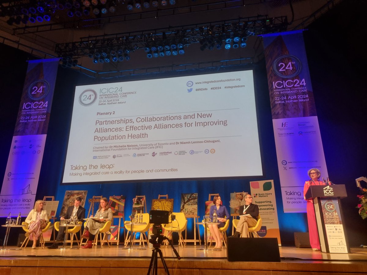 #ICIC24 Plenary 2 Partnerships, Collaborations and New Alliances: Effective Alliances for Improving Population Health co-chaired by @taohealth1 and @mlanelson. Showcasing the artwork of Brain Injury Matters participants.