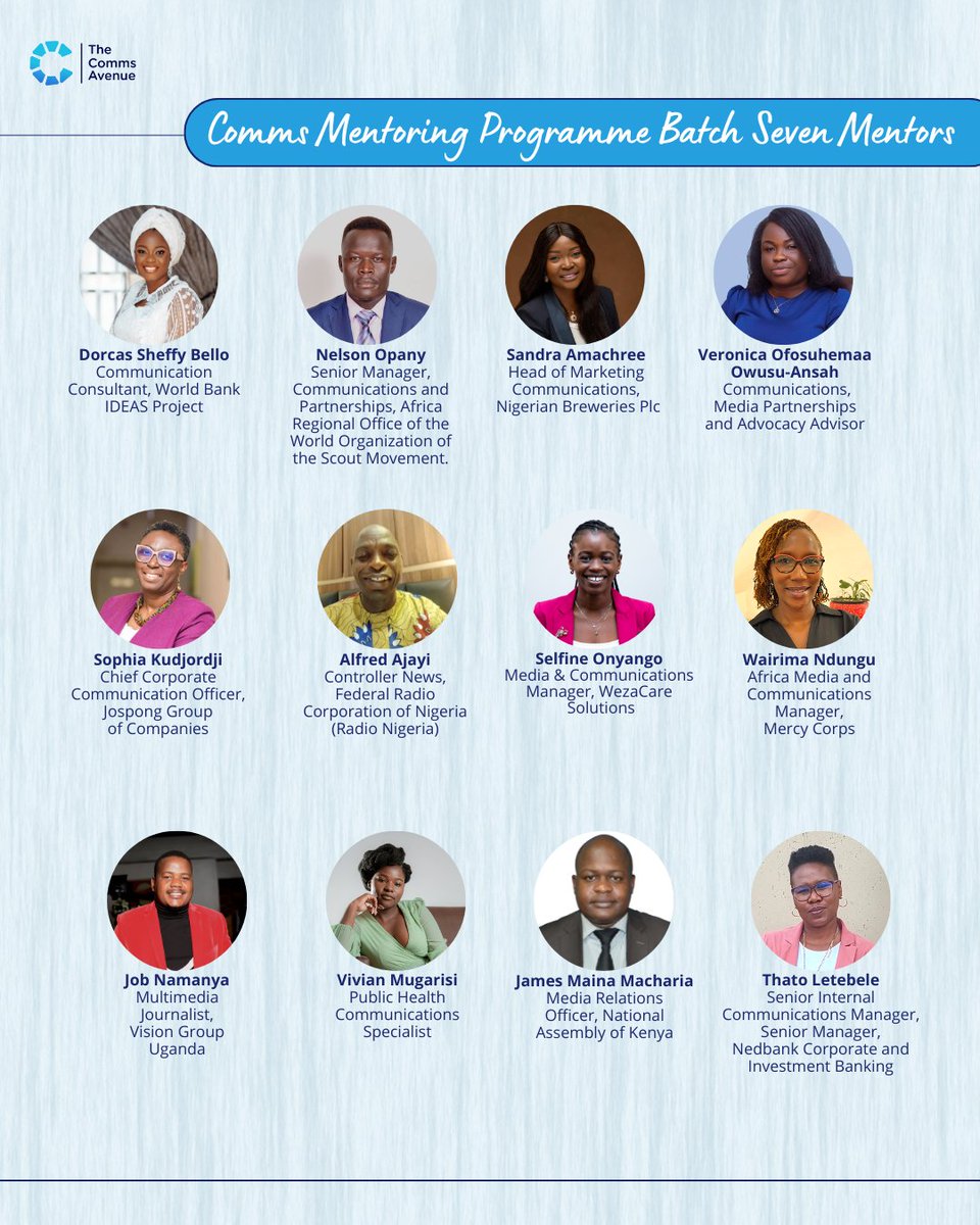 #Excitingnews I am thrilled to share with you some exciting news—I have been selected as a mentor for the Comms Mentoring Program Batch 7! As a mentor, I will have the incredible opportunity to guide and support Africa's next generation of communication professionals.