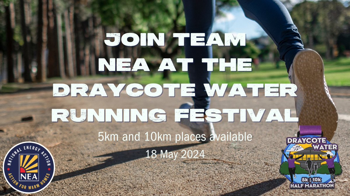 Join #TeamNEA at the stunning Draycote Water near Rugby! 🏃 Sign up now to run 5km or 10km at the Draycote Running Festival, and join us in the fight against fuel poverty. 💪 Sign up to secure your place today: bit.ly/3U0AknR