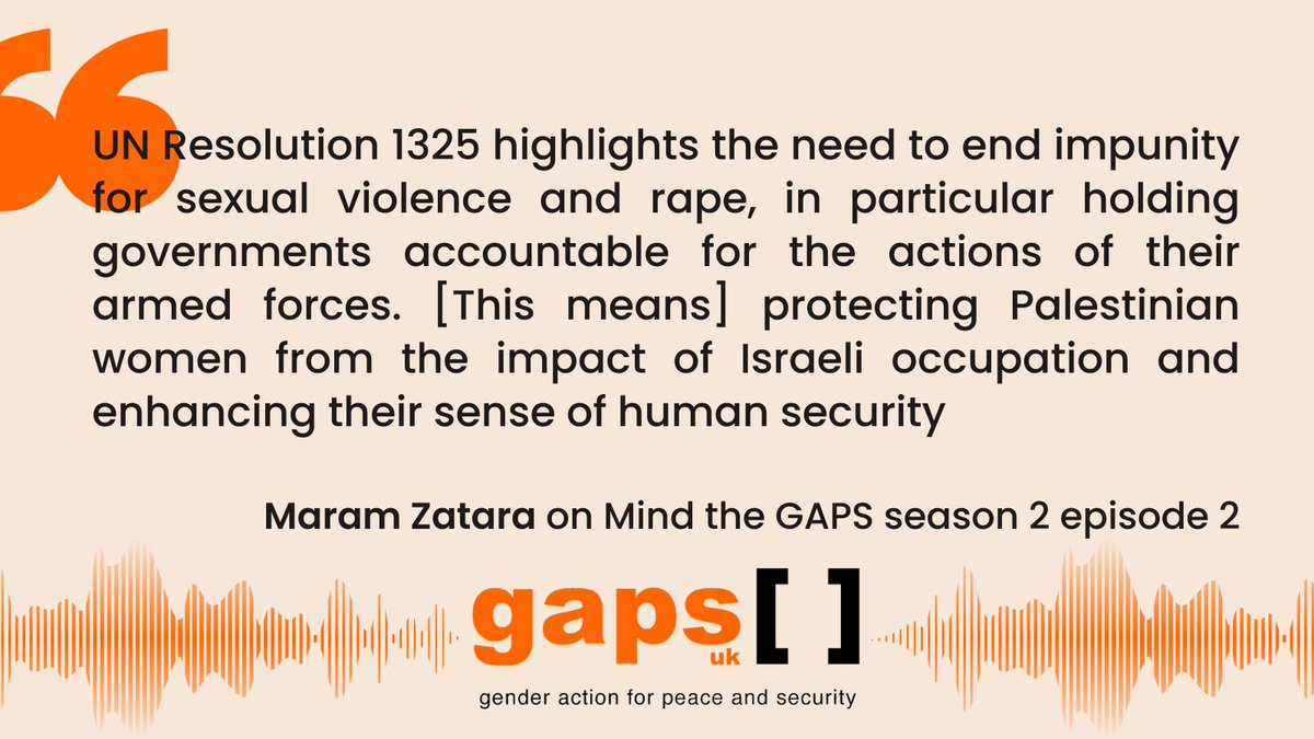 Feminism calls for justice everywhere, also in #Palestine Listen to the latest episode of Mind the GAPS, where @WclacPalestine @oxfam @NiAolainF & @WILPF join a public conversation on Palestine as a feminist issue open.spotify.com/episode/37sGQX…