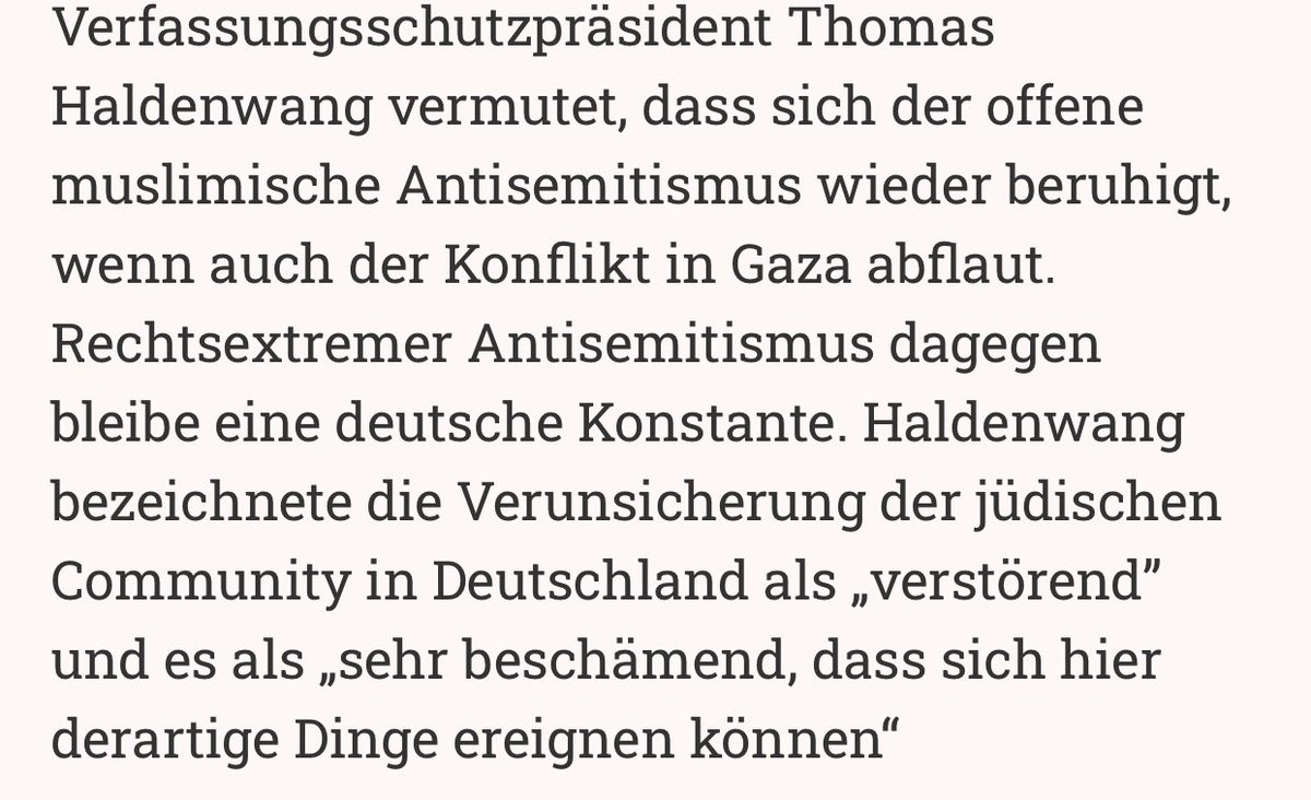 Herr Haldenwang vom @BfV_Bund sieht muslimischen Antisemitismus im Gegensatz zu rechtem als Zeiterscheinung. Wieso der #Verfassungsschutz für @MathiasBrodkorb eine Gesinnungspolizei ist, hört Ihr in der neuesten Folge based. ➡️ open.spotify.com/episode/0vXXsQ… (Quelle: @Table_Media_)