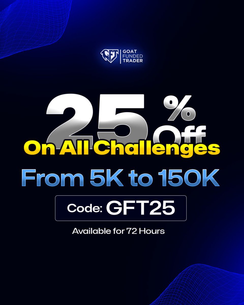25% OFF ON ALL CHALLENGES 🚨 FLASH SALE available for 72H ✅ 🎟 Code: GFT25 Take advantage and Start a GFT Challenge Now